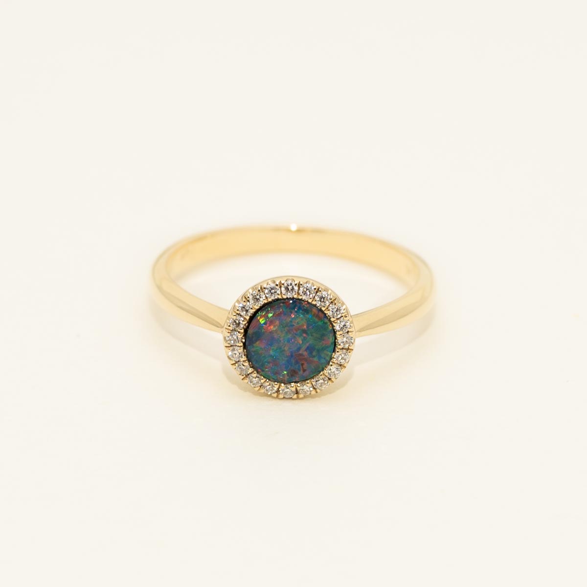 Parlé Australian Opal Ring in 14kt Yellow Gold with Diamonds (1/10ct tw)