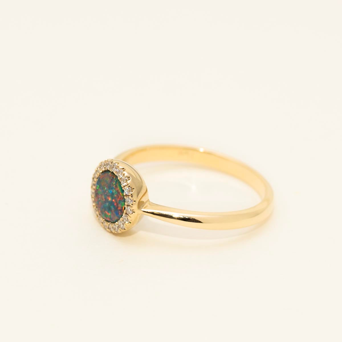 Parlé Australian Opal Ring in 14kt Yellow Gold with Diamonds (1/10ct tw)