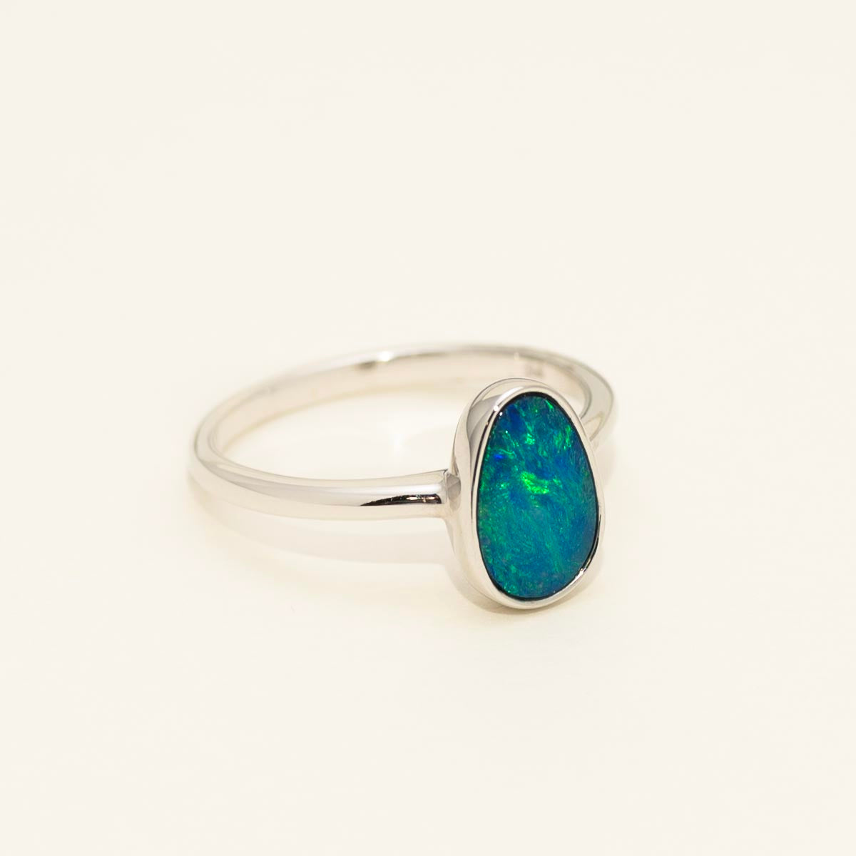 Parlé Australian Opal Doublet Ring in 14kt White Gold