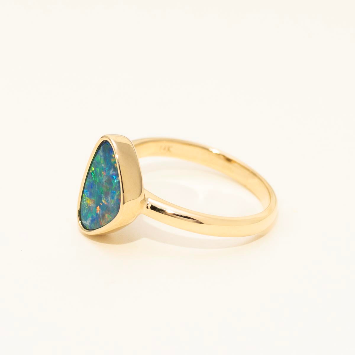 Parlé Australian Opal Doublet Ring in 14kt Yellow Gold
