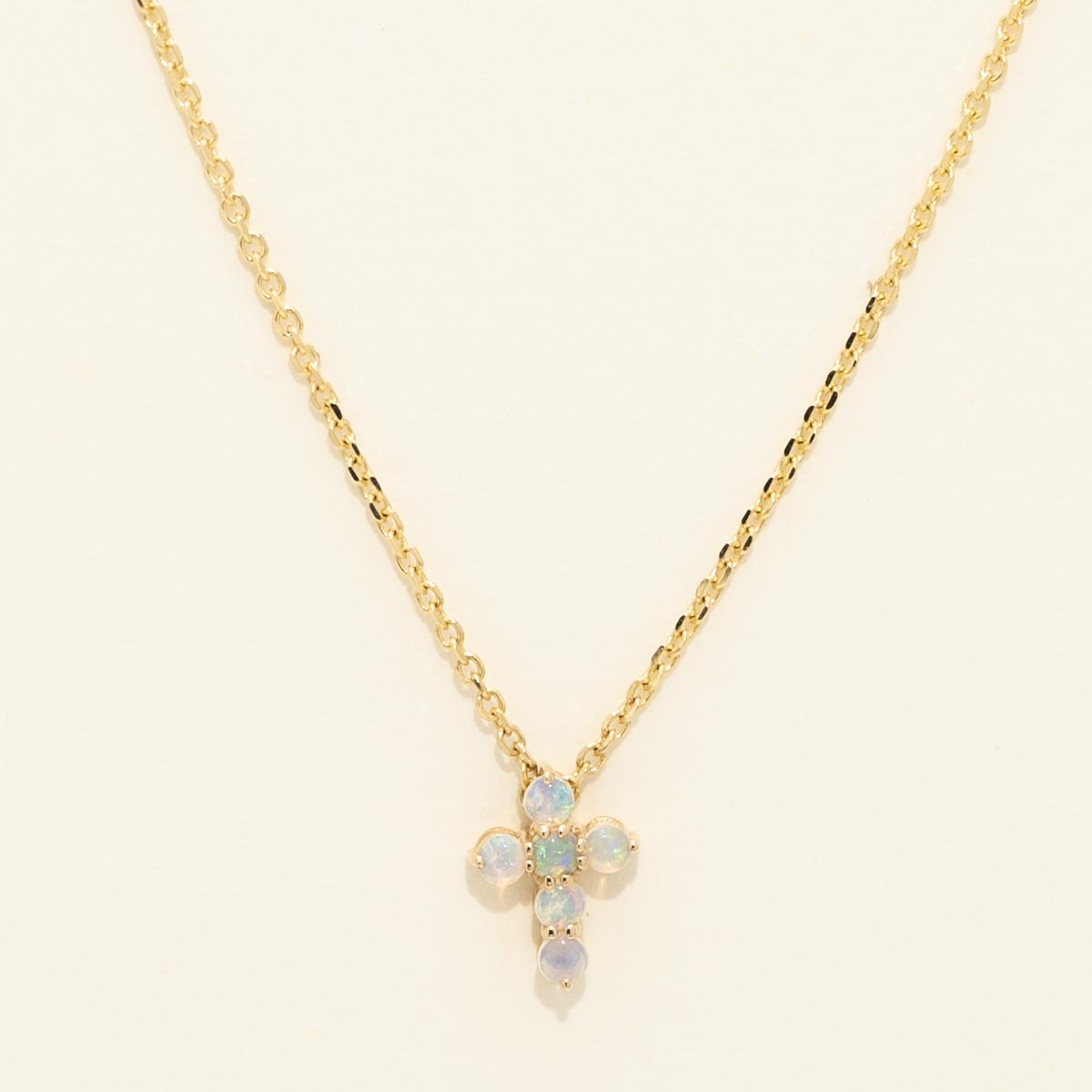 Parlé Australian Opal Cross Necklace in 14kt Yellow Gold