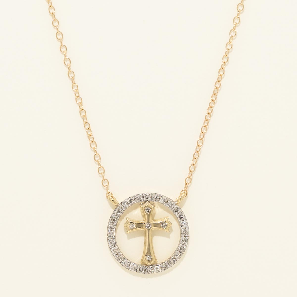 Diamond Cross Necklace in 10kt Yellow Gold (1/4ct tw)