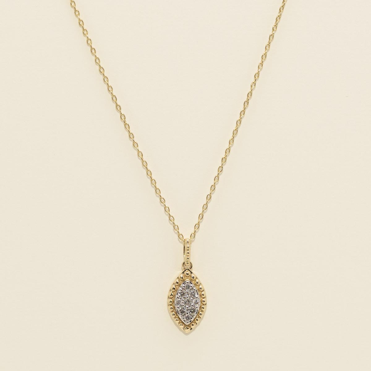 Diamond Marquise Shaped Necklace in 14kt Yellow Gold (1/10ct tw)