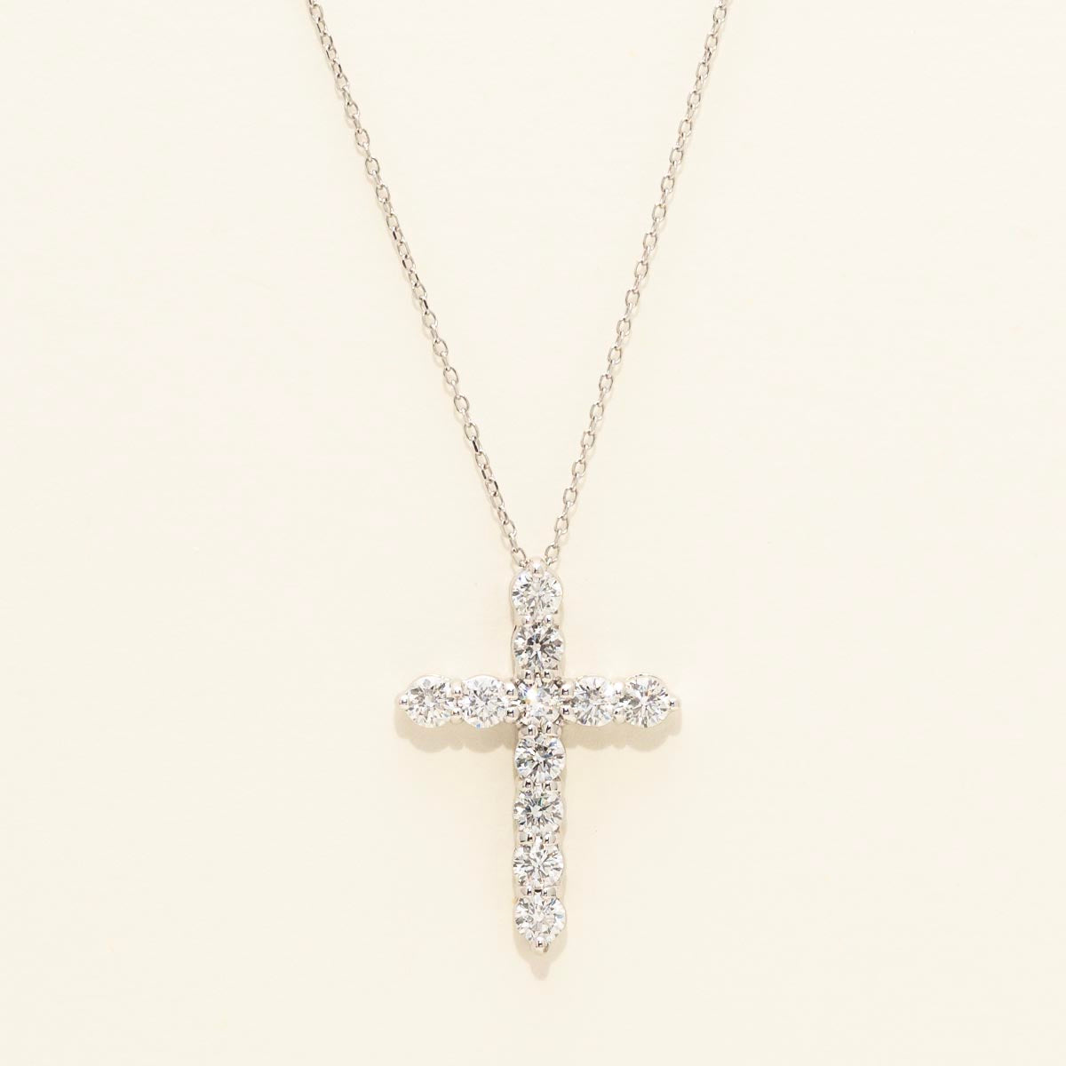 Diamond Cross Necklace in 14kt White Gold (1ct tw)