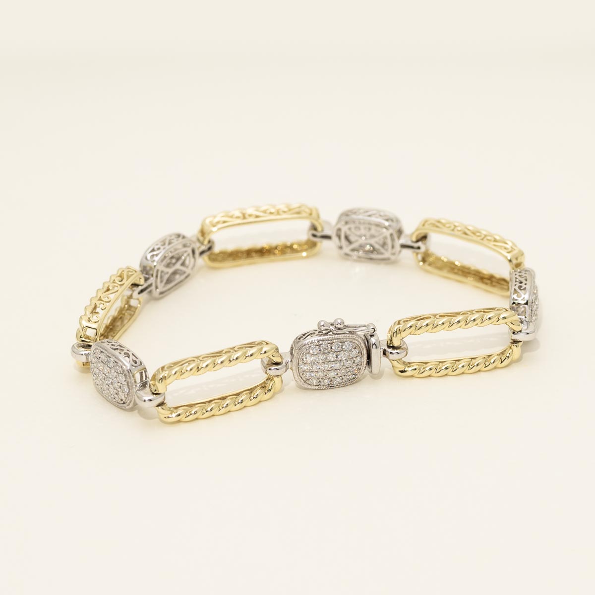 Dabakarov Diamond Link Bracelet in 14kt Yellow and White Gold (1 1/2ct tw)
