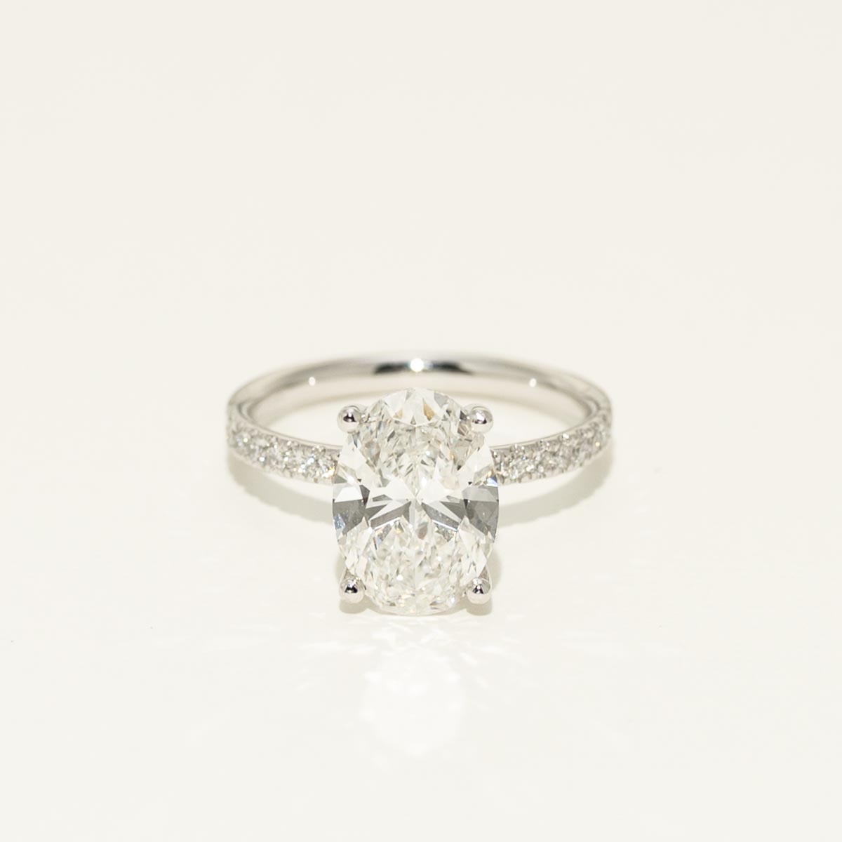 Oval Lab Grown Diamond Engagement Ring in Platinum (3 1/3ct tw)
