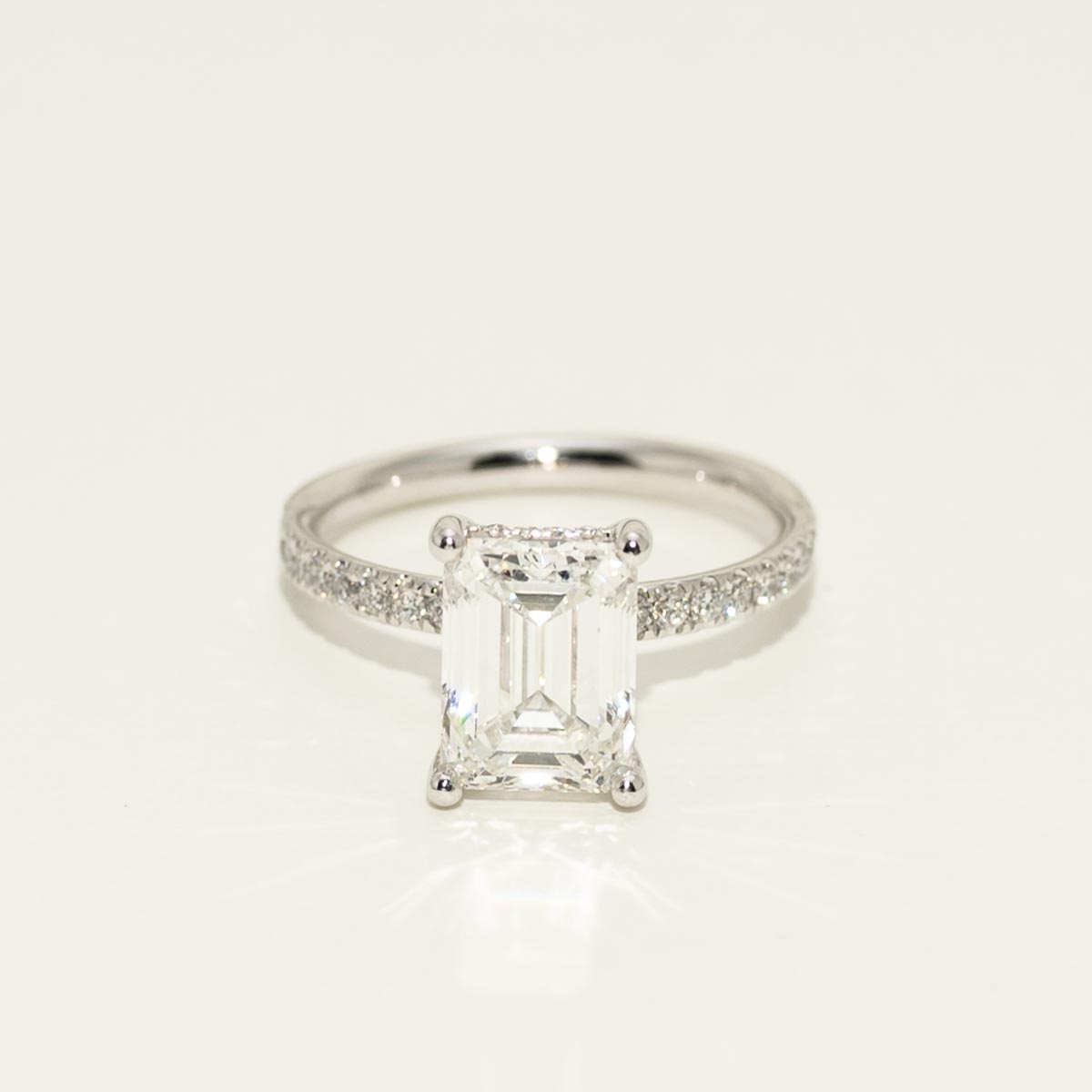 Emerald Cut Lab Grown Diamond Engagement Ring in Platinum (3 1/3ct tw)