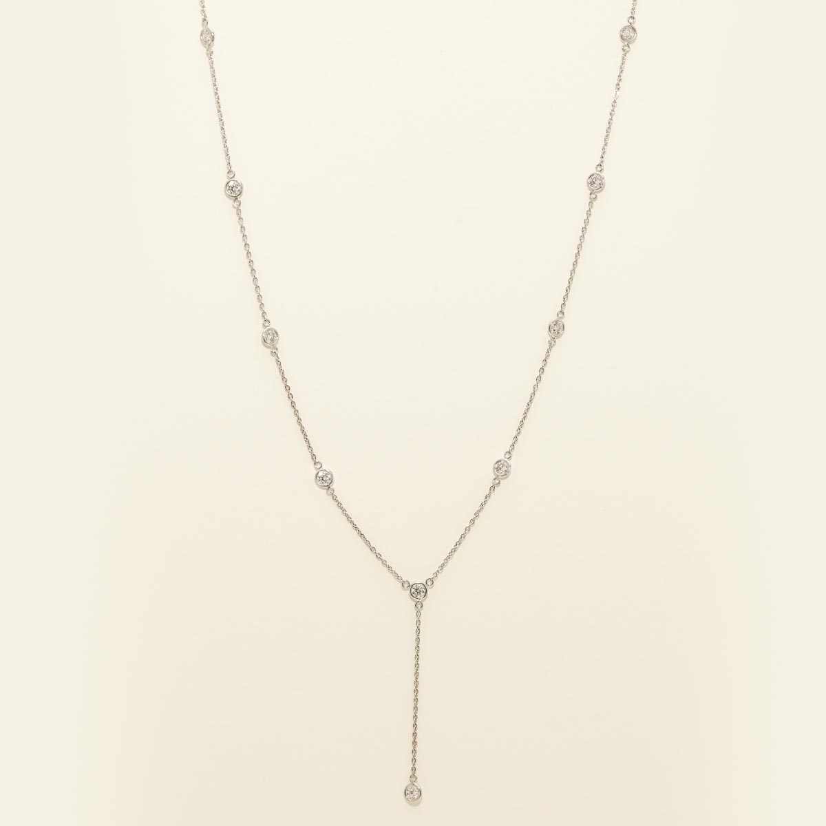 Diamond Bezel Lariat Necklace in 14kt White Gold (1ct tw)