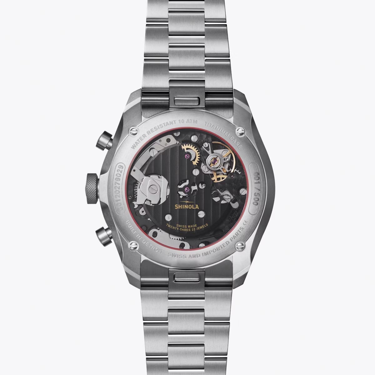 Shinola Mooncraft Monster Apollo 11 Chronograph Mens Watch with Sea Blue Dial and Titanium Bracelet (manual movement)