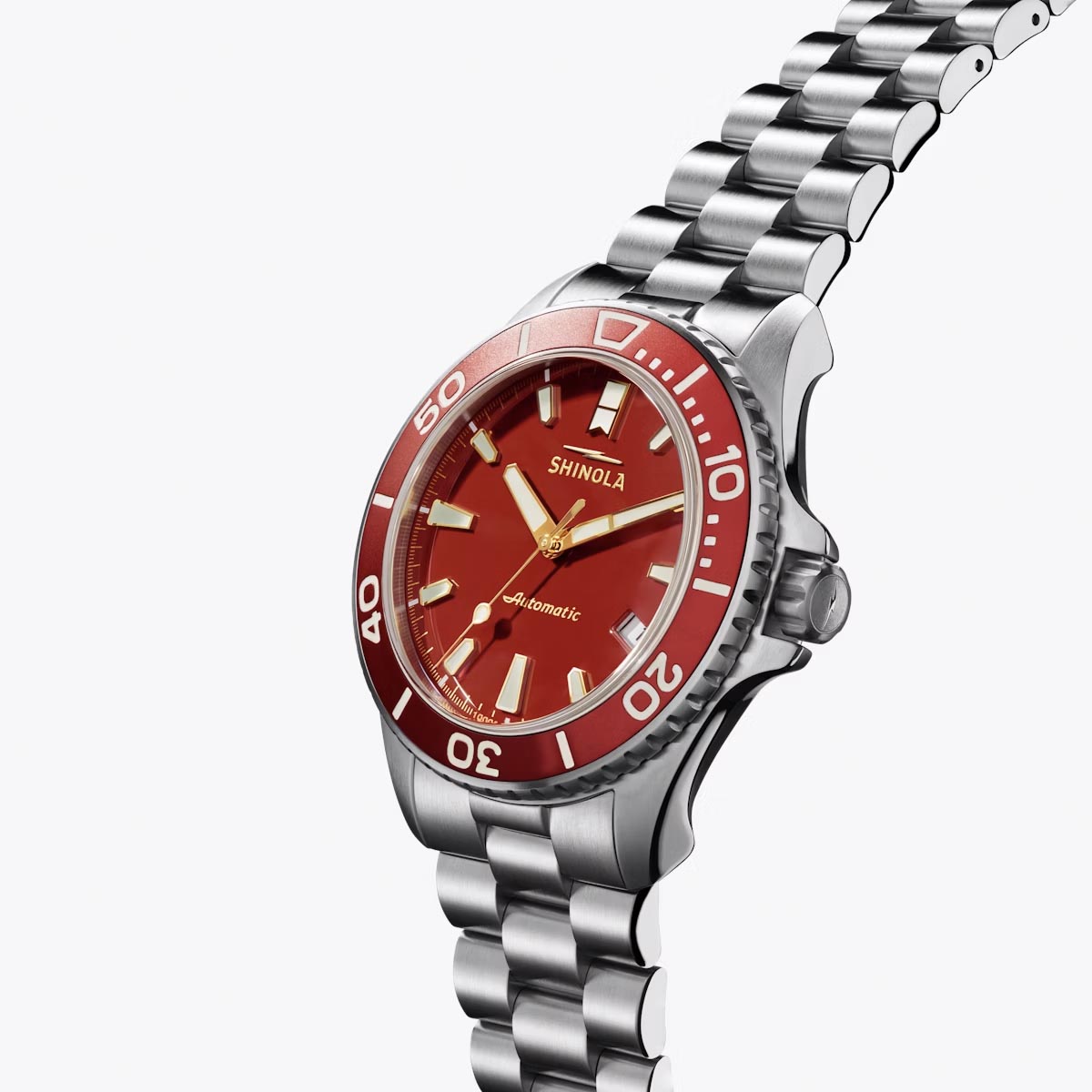 Shinola Lava Lake Monster with Red Dial and Titanium Bracelet (automatic movement)
