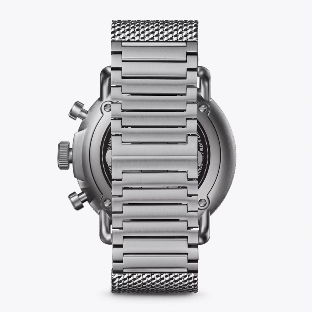 Shinola Canfield Mens Chronograph Watch with Blue Dial and Stainless Steel Mesh Bracelet (quartz movement)