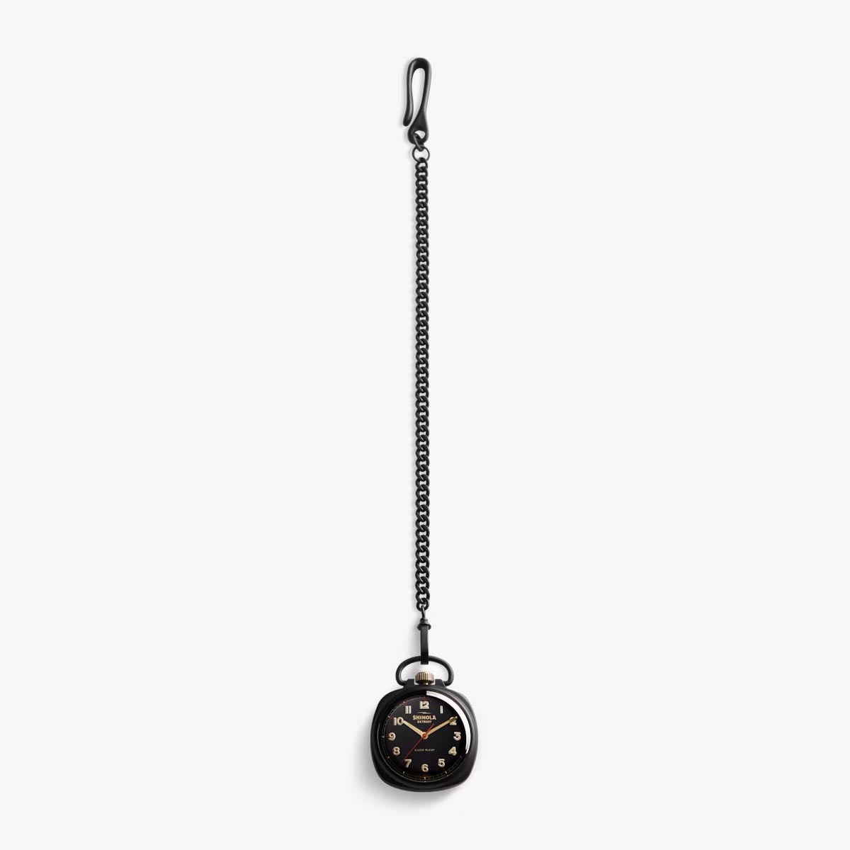 Limited Edition Shinola Elijah McCoy Mechanic Pocket Watch with Black Dial and Black Stainless Steel Case (manual movement)