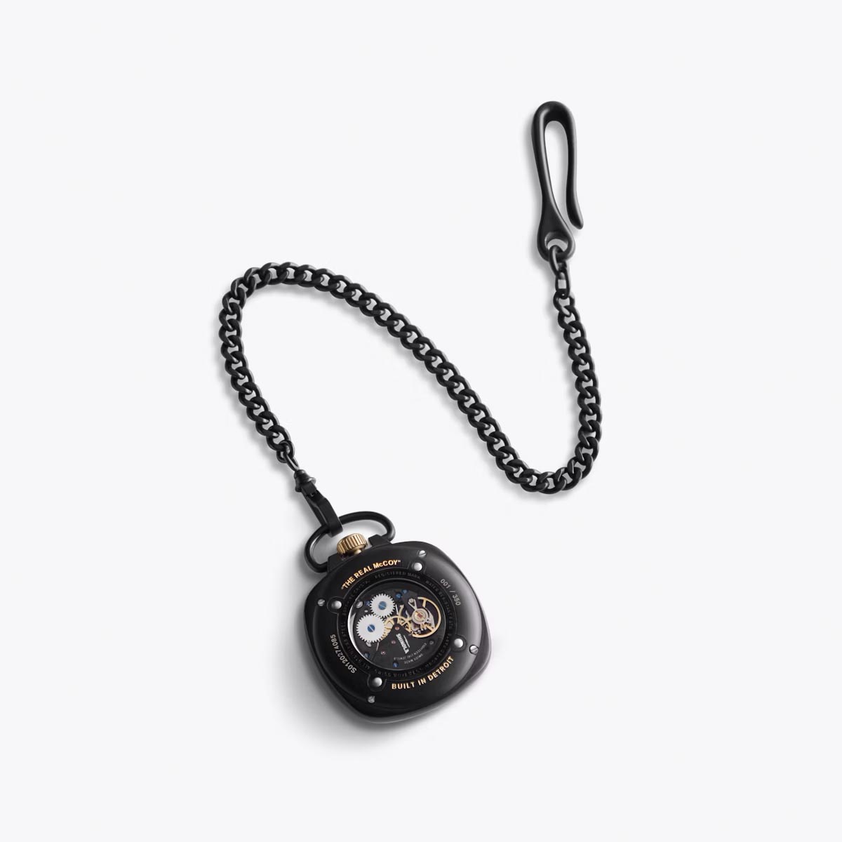 Limited Edition Shinola Elijah McCoy Mechanic Pocket Watch with Black Dial and Black Stainless Steel Case (manual movement)