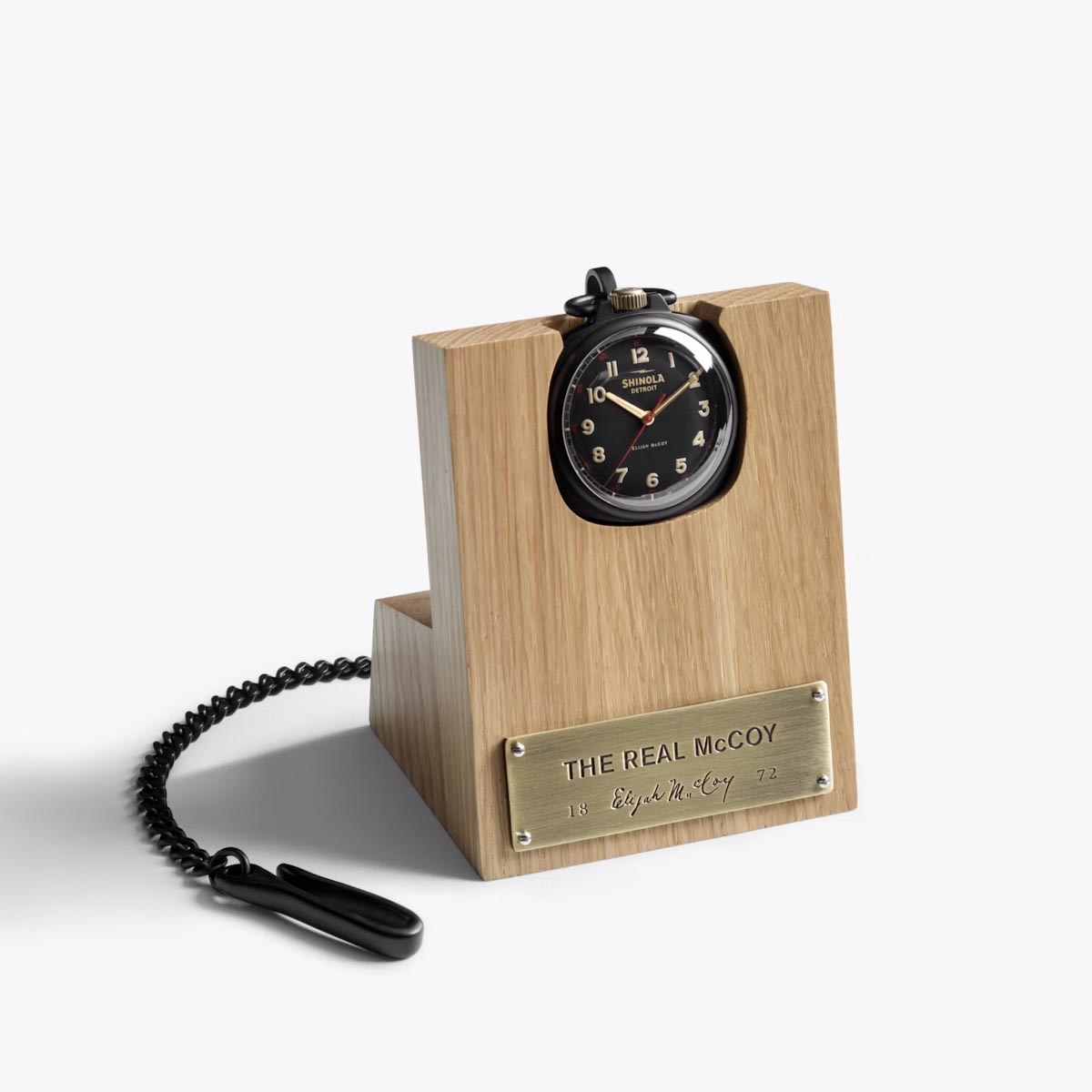 Limited Edition Shinola Elijah McCoy Mechanic Pocket Watch with Black Dial and Black Stainless Steel Case (manual movement)