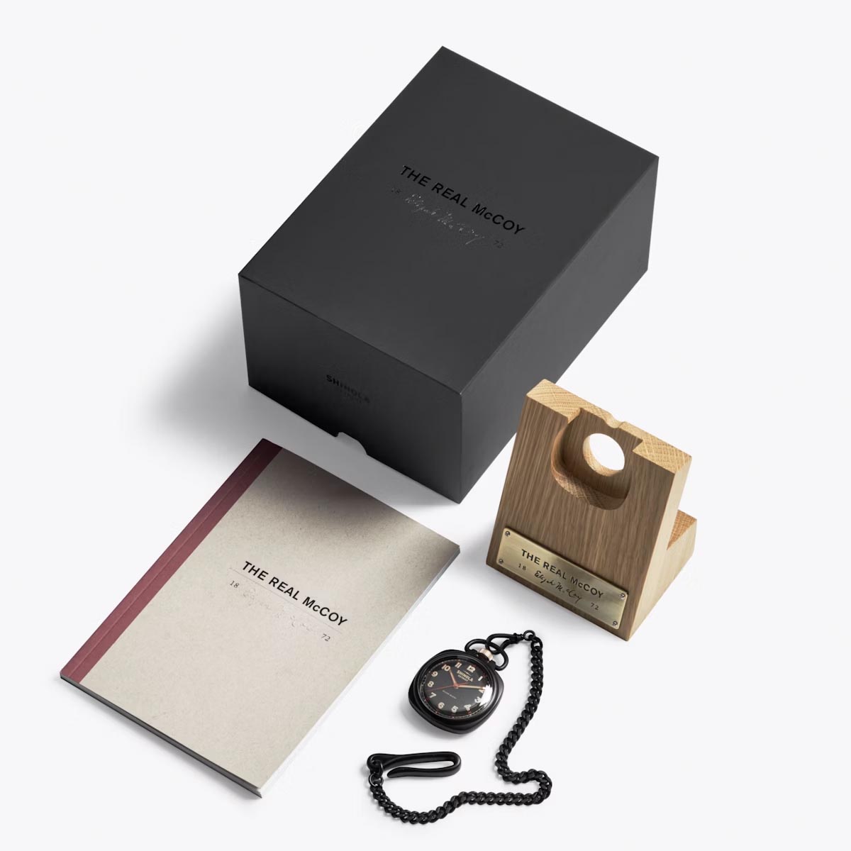 Limited Edition Shinola Elijah McCoy Mechanic Pocket Watch with Black Dial and Black Stainless Steel Case (manual movement)