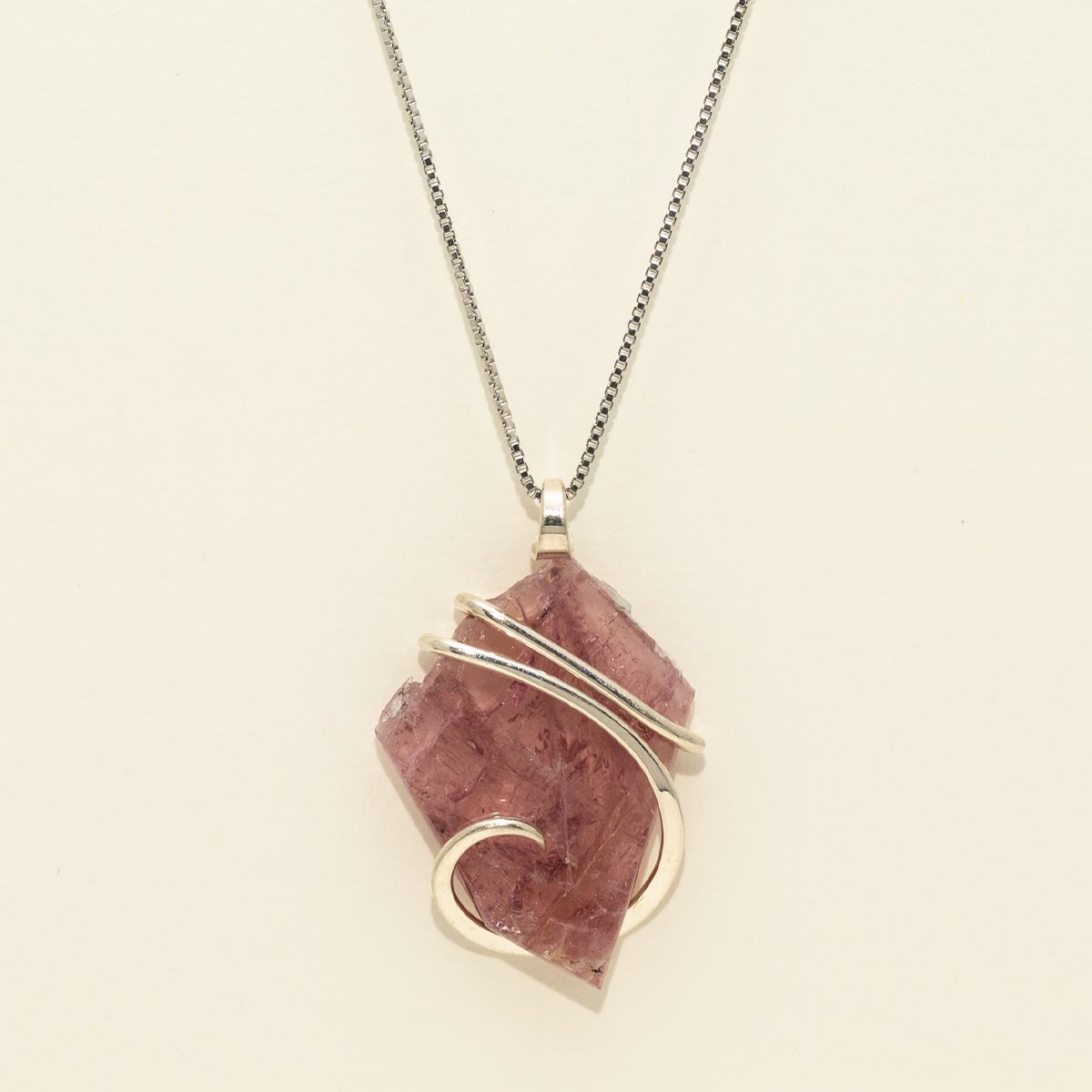 Maine Pink Tourmaline Necklace in Sterling Silver