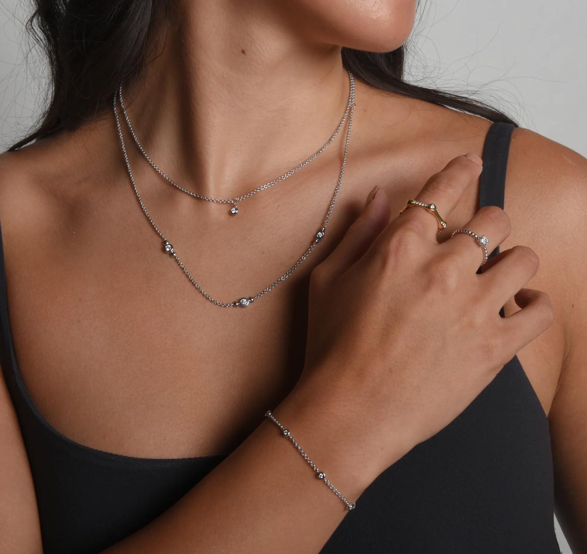 Lands Collection Spirit Diamond Necklace in White Modern Electrum (1/20ct)