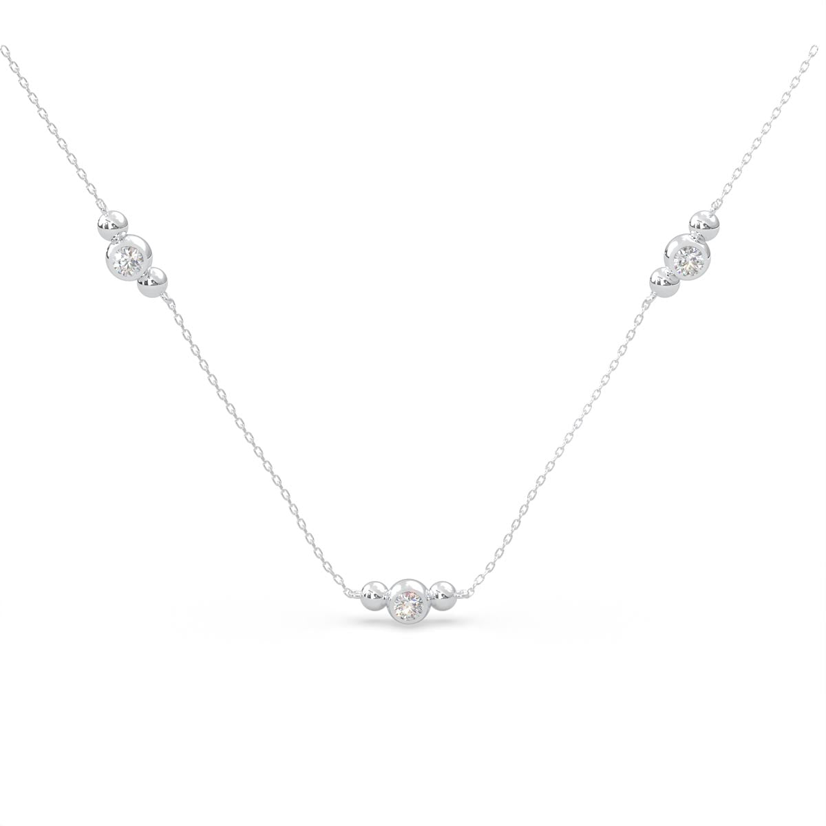 Lands Collection Spirit Diamond Station Necklace in White Modern Electrum (1/3ct tw)