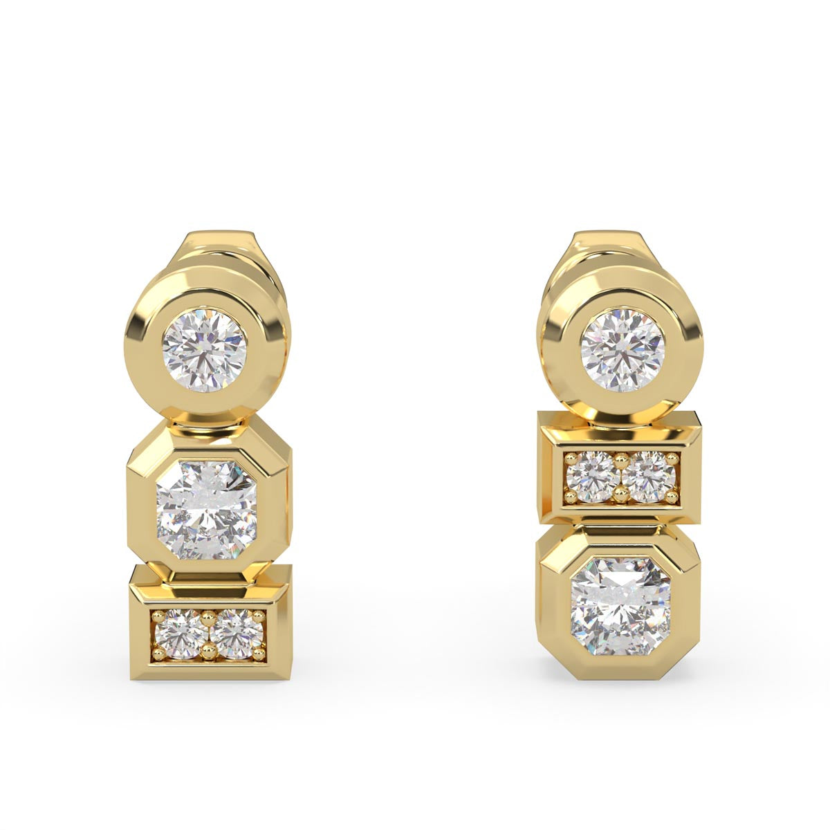 Lands Collection Earth Diamond Stud Earrings in Yellow Modern Electrum (1/7ct tw)