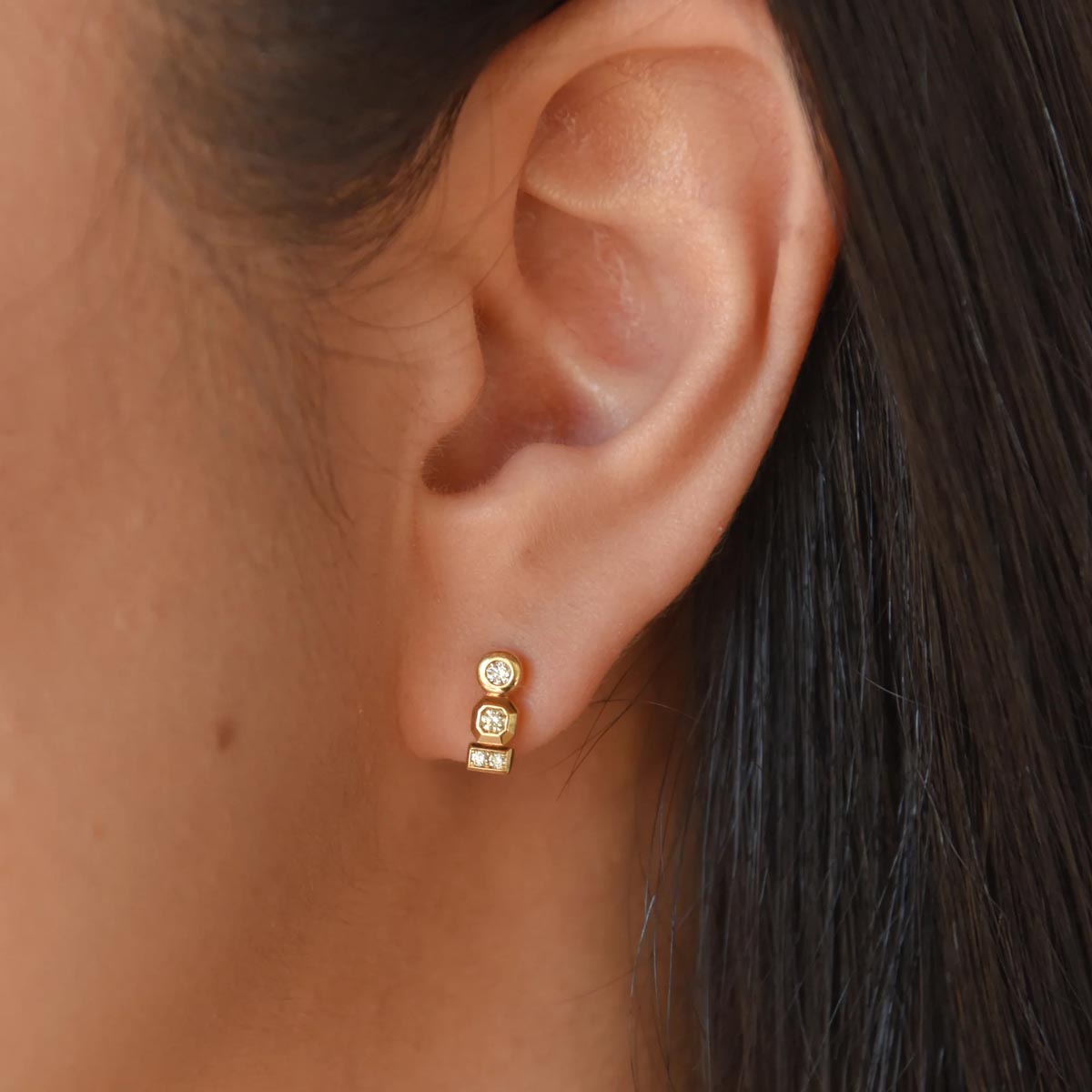 Lands Collection Earth Diamond Stud Earrings in Yellow Modern Electrum (1/7ct tw)