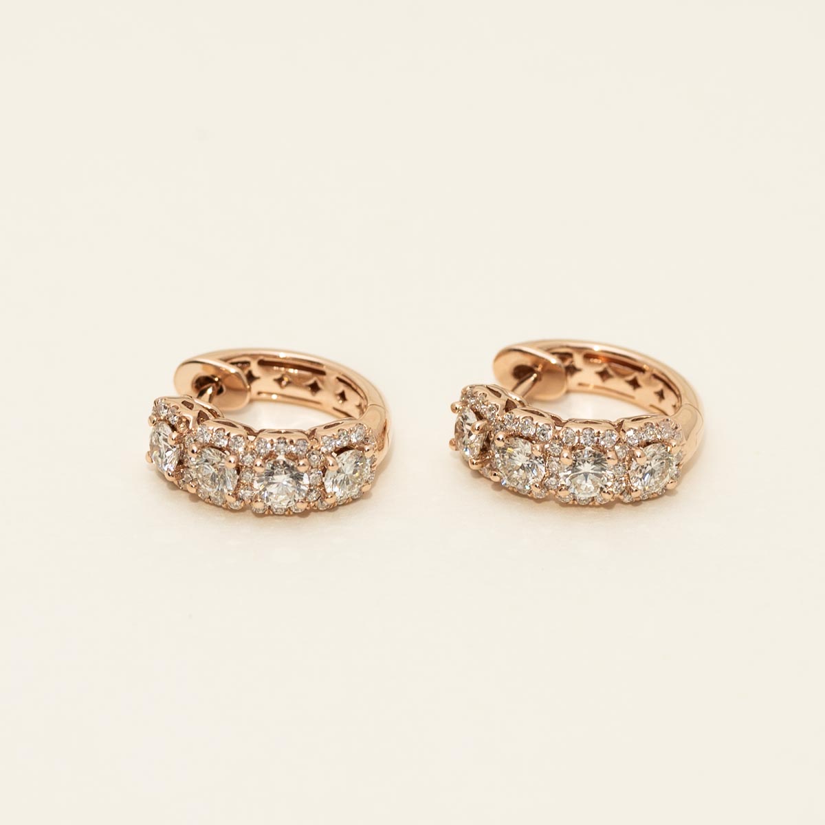 Diamond Huggie Hoop Earrings in 14kt Rose Gold (1 3/8ct tw