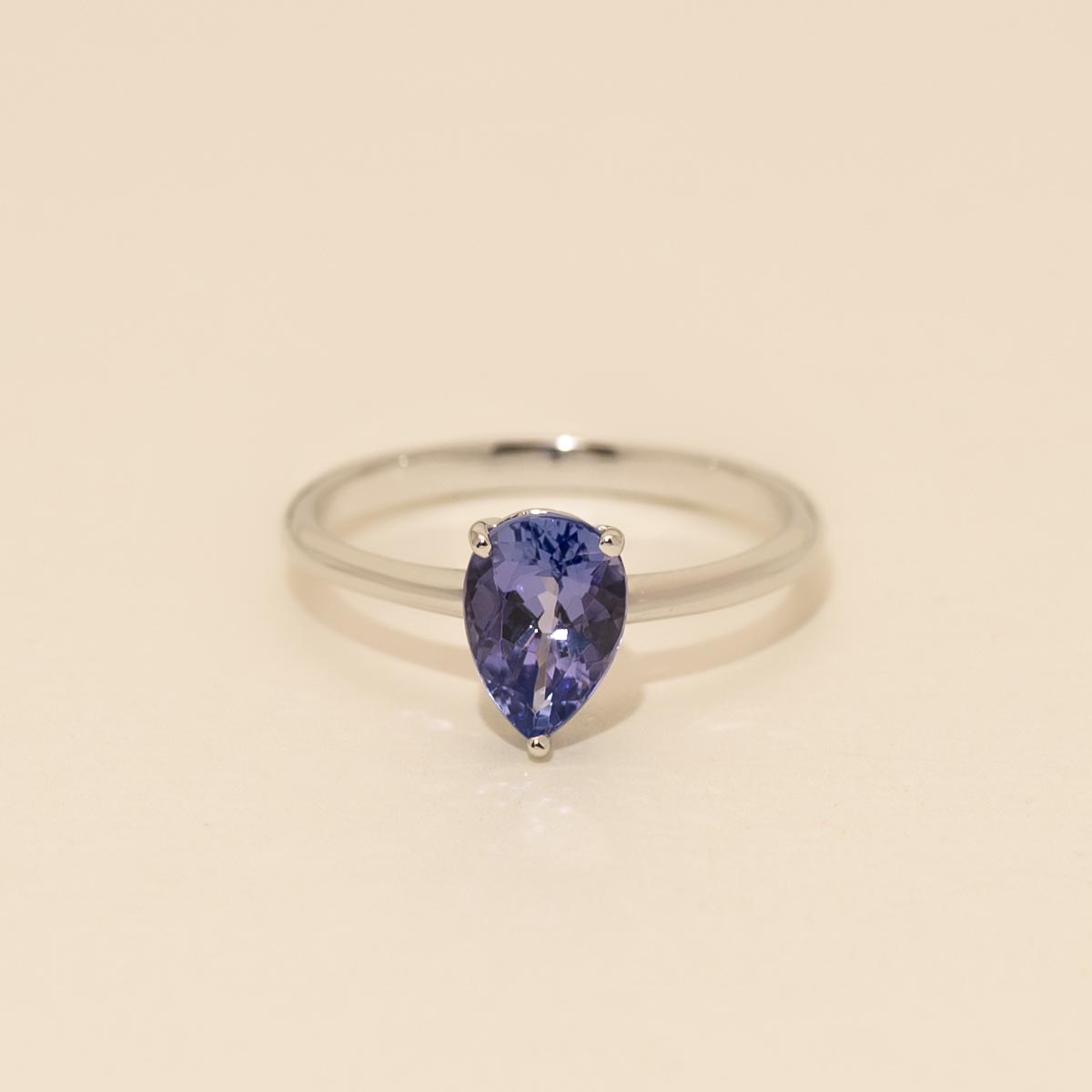 Pear Shape Tanzanite Ring in 14kt White Gold