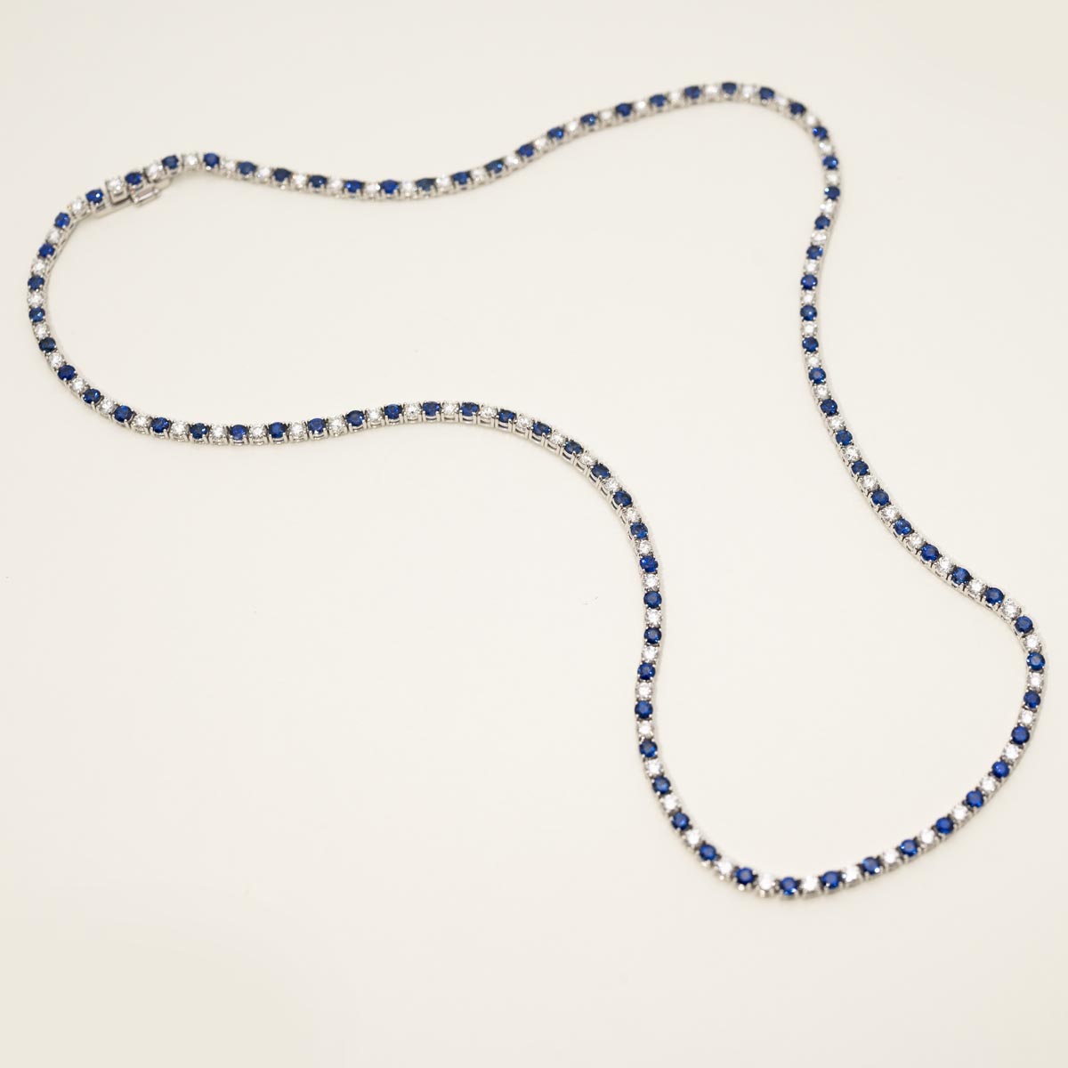 Sapphire and Diamond Necklace in 18kt White Gold (4 1/2ct tw)