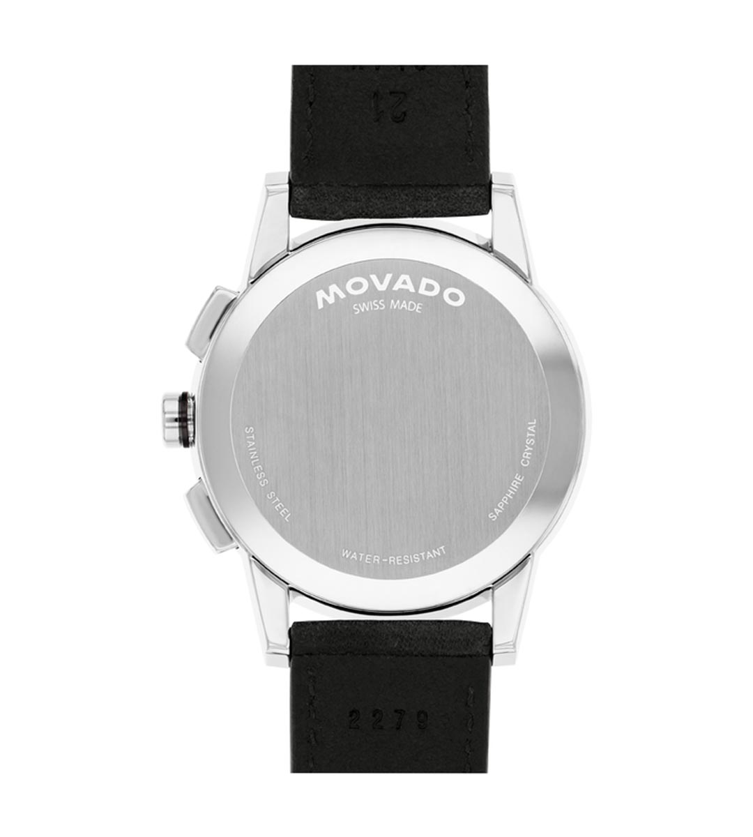Movado Museum Sport Mens Watch with Burgundy Dial and Black Perforated Leather Strap (Swiss quartz movement)