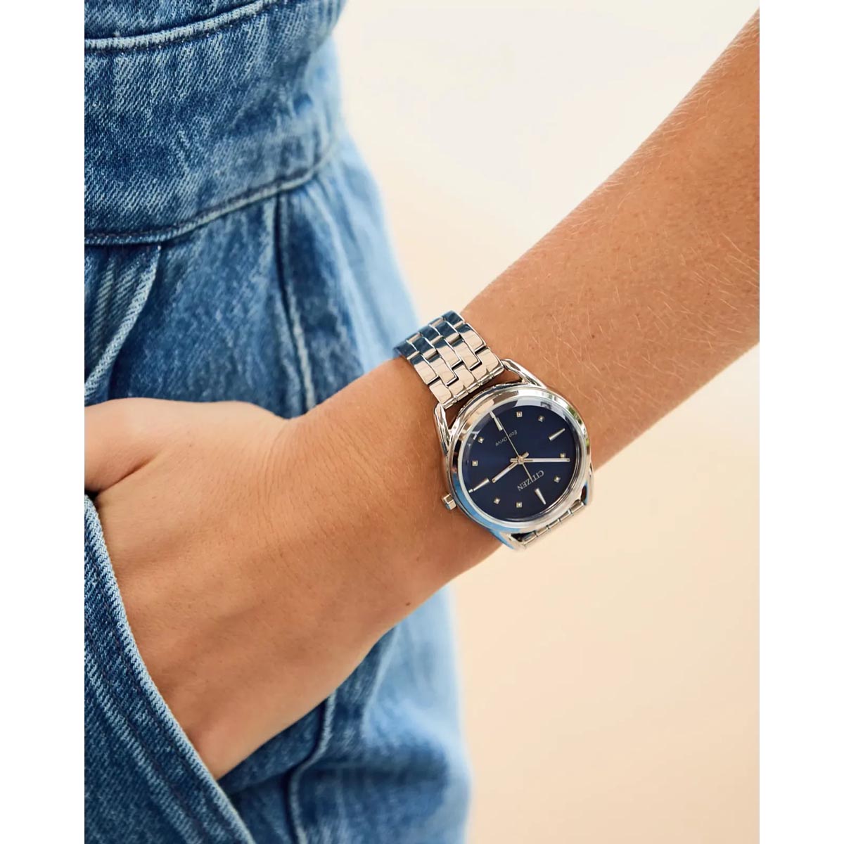 Citizen Womens Watch with Blue Dial and Stainless Steel Bracelet (eco drive movement)