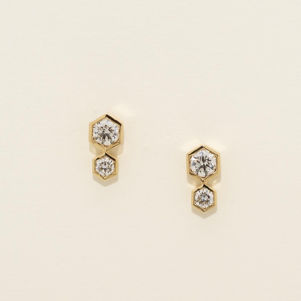 Hexagon Collection Double Stud Earrings in 18kt Yellow Gold (1 3/8ct tw)