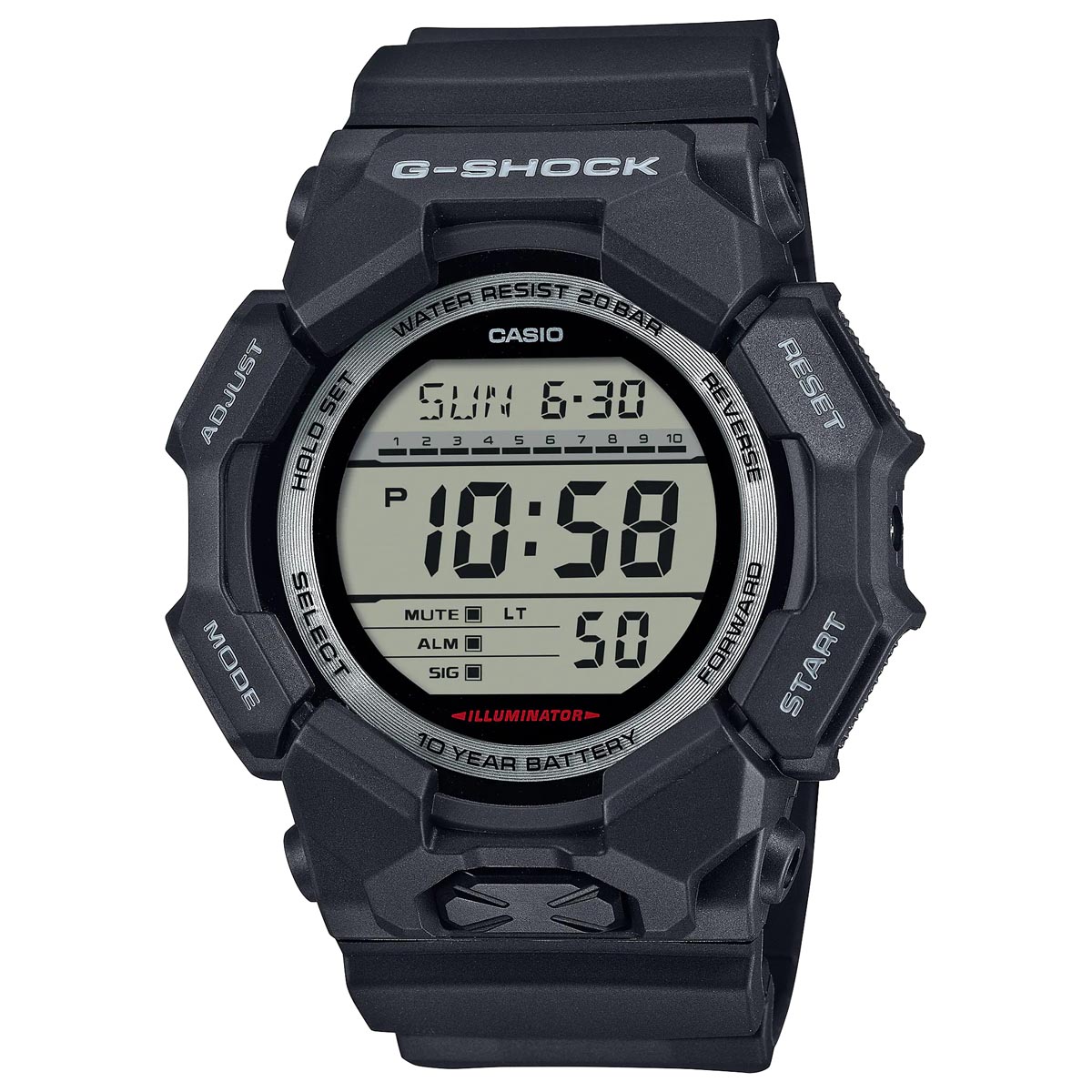 G-Shock Rugged Digital Mens Watch with Black Resin Strap (quartz movement with 10 year battery life)