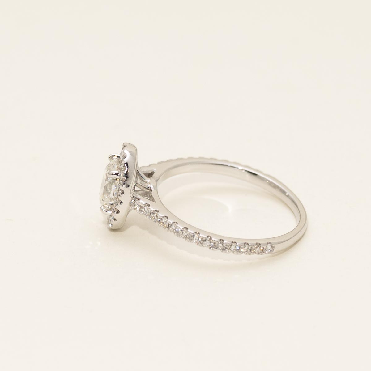 Estate Forevermark Oval Diamond Halo Engagement Ring in 18kt White Gold (1ct tw)