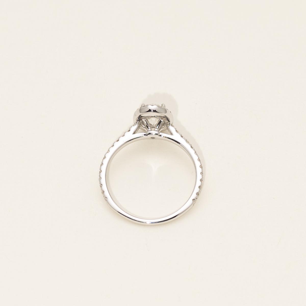 Estate Forevermark Oval Diamond Halo Engagement Ring in 18kt White Gold (1ct tw)