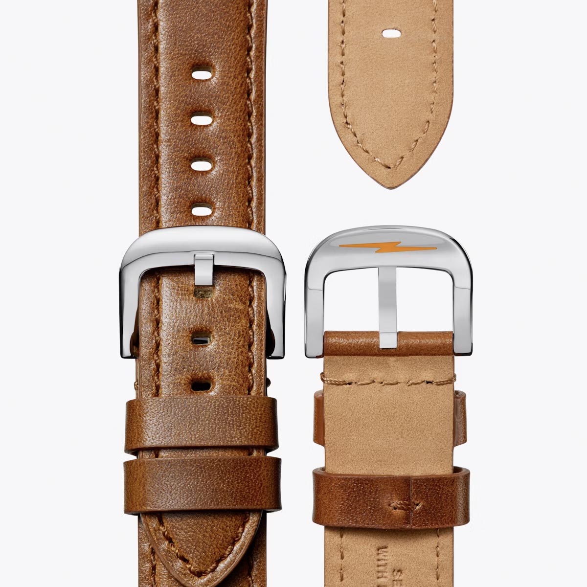 Shinola Canfield Model C56 Mens Watch with Gray and Red Dial and Brown Leather Strap (quartz movement)