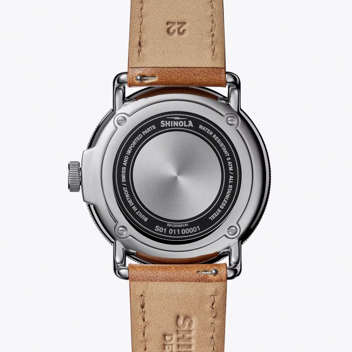 Shinola Canfield Model C56 Mens Watch with Gray and Red Dial and Brown Leather Strap (quartz movement)