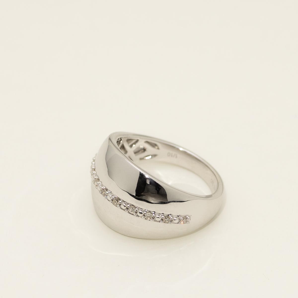 Dome Ring in Sterling Silver with Diamonds (1/10ct tw)