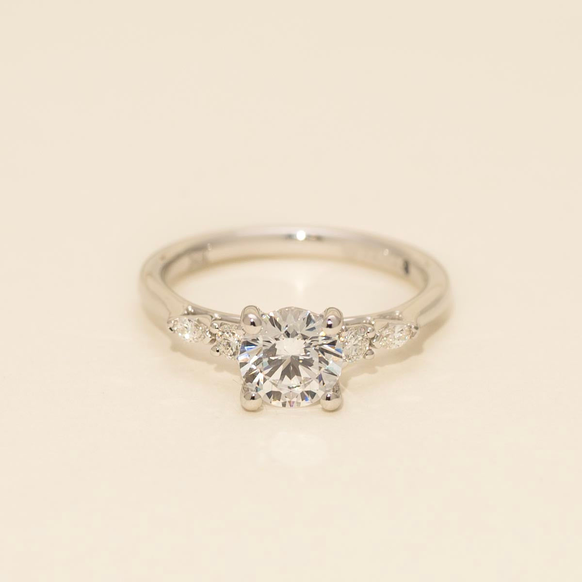 Fana Delicate Round and Marquise Shape Diamond Engagement Setting in 14kt White Gold (1/5ct tw)