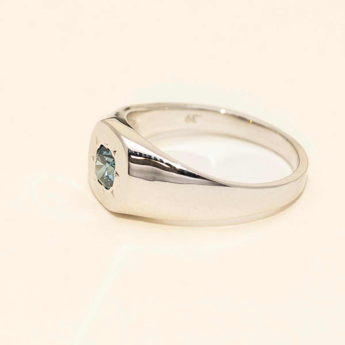 Blue Diamond Signet Ring in 14kt White Gold (3/8ct tw)