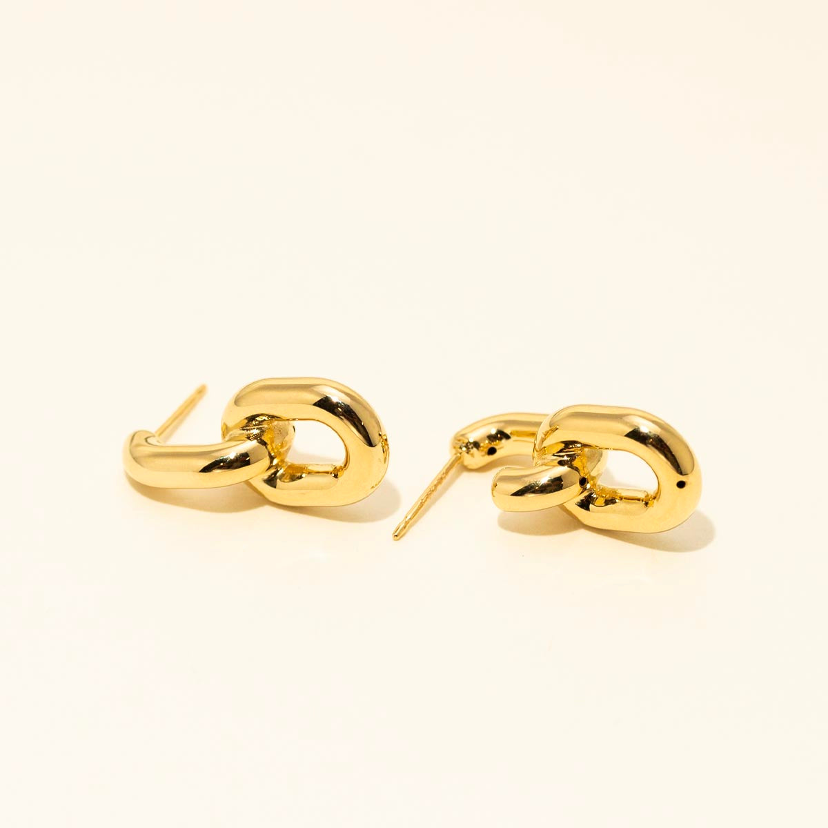 Small Oval Double Link Drop Earrings in 14kt Yellow Gold