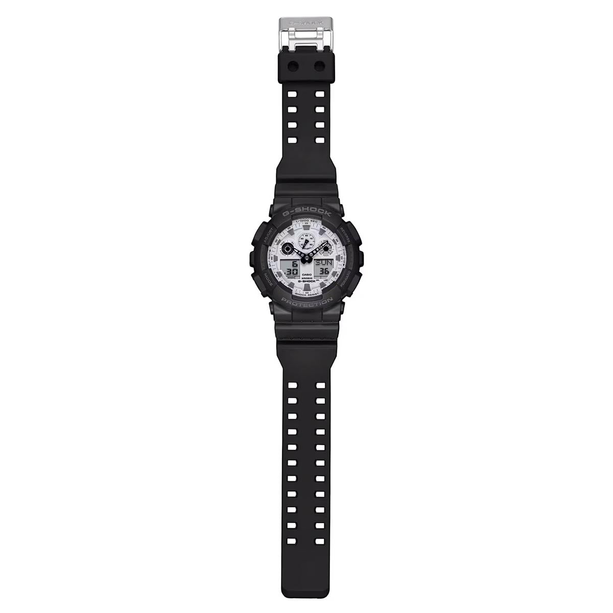G Shock GA100 Series Mens Watch with White Dial and Black Resin Strap Day s Jewelers