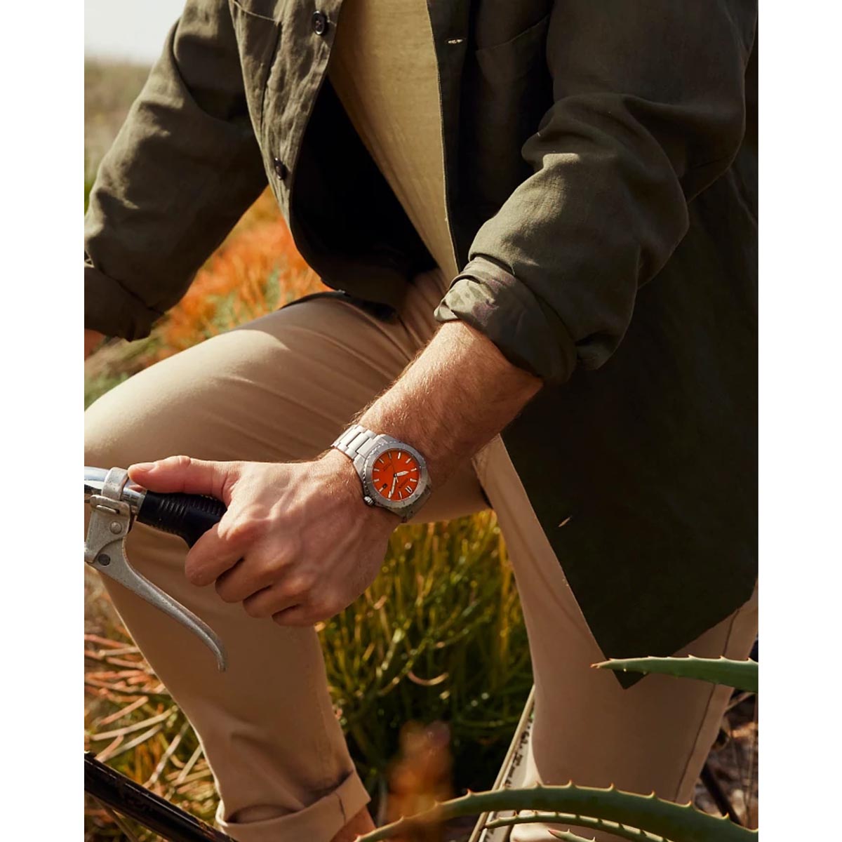 Citizen Brycen Mens Watch with Orange Dial and Super Titanium
