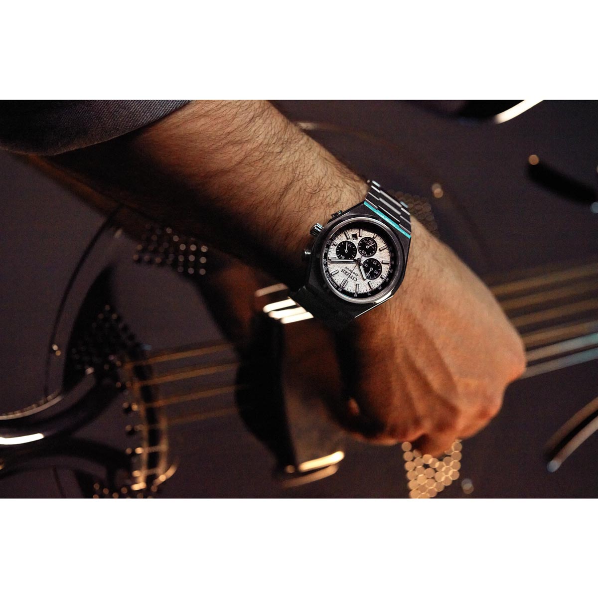 Citizen Zenshin Chrono Mens Watch with White Dial and Super Titanium™ Bracelet (eco-drive movement)