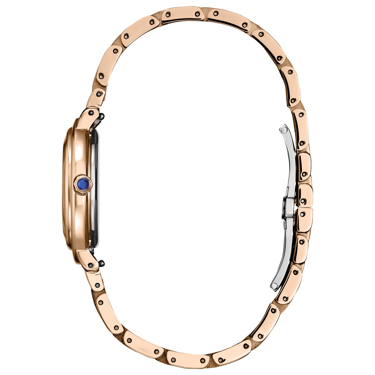 Citizen L Arcly Womens Watch with Mother of Pearl Dial and Rose Gold Toned Stainless Steel Bracelet and White Interchangeable Leather Strap (eco-drive movement)