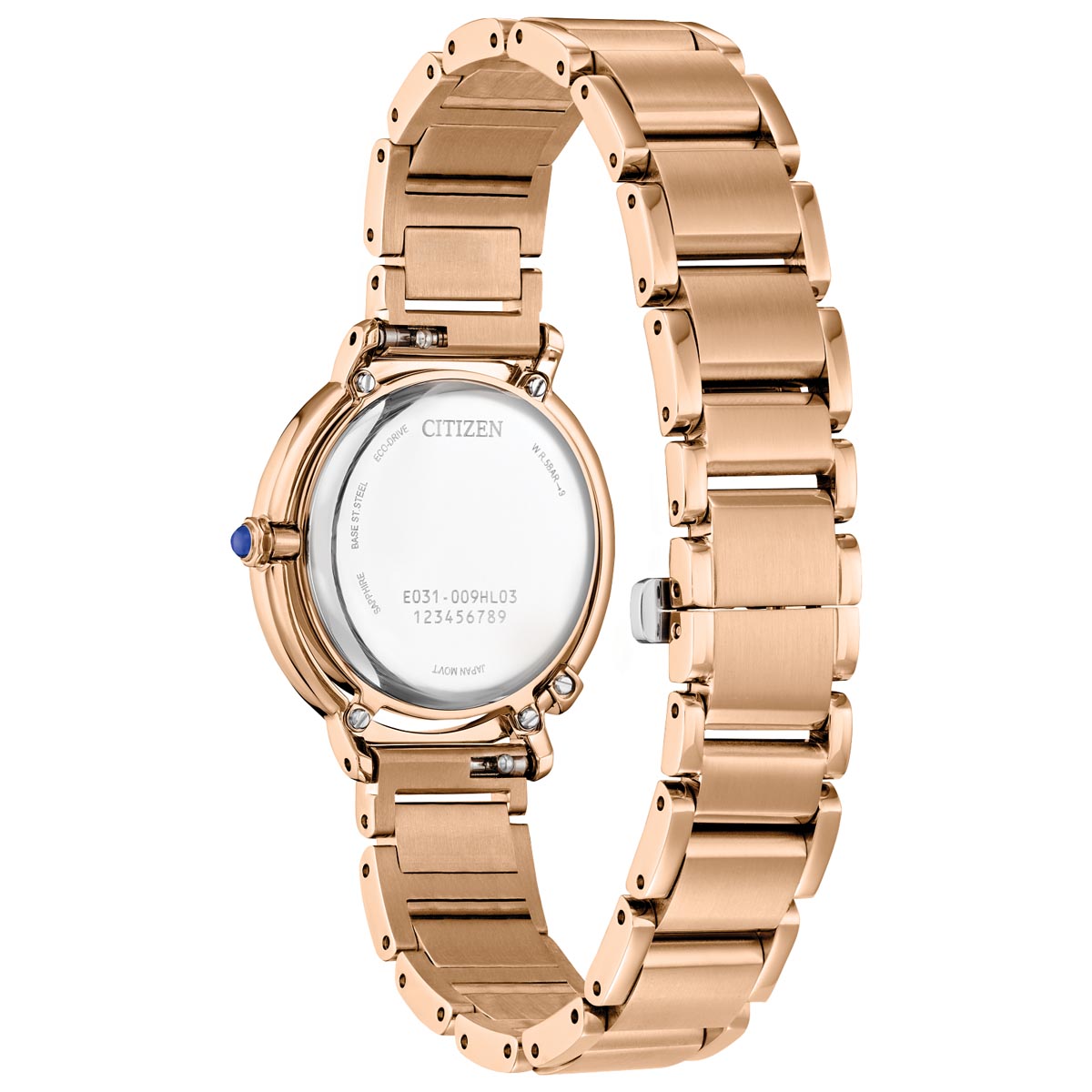 Citizen L Arcly Womens Watch with Mother of Pearl Dial and Rose Gold Toned Stainless Steel Bracelet and White Interchangeable Leather Strap (eco-drive movement)