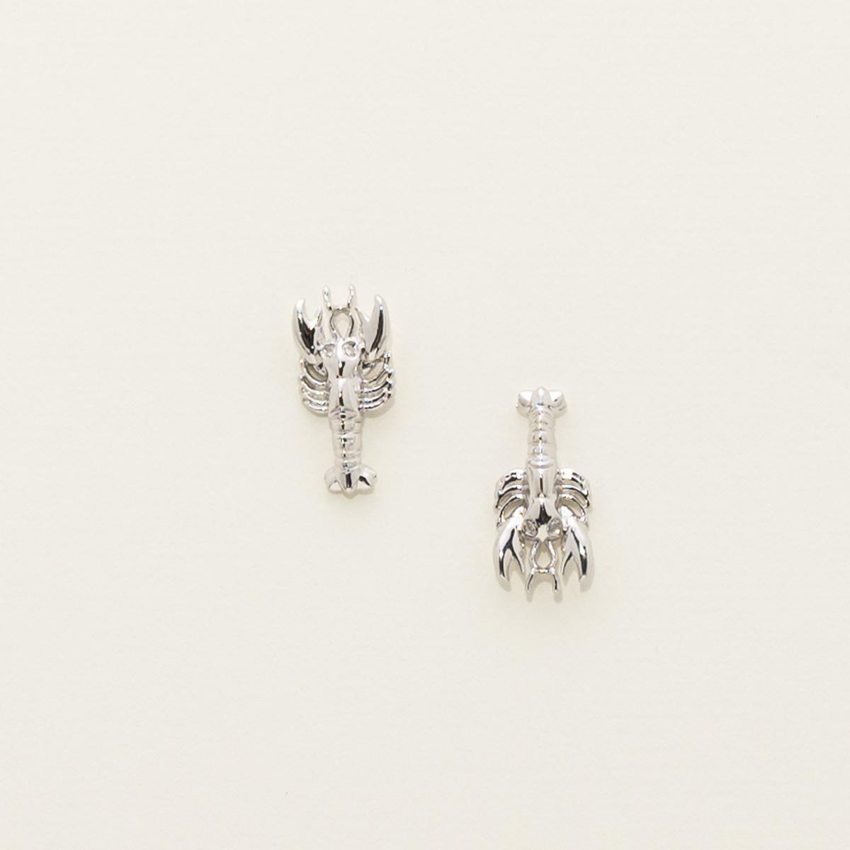 Lobster Stud Earrings in Sterling Silver with Diamonds (.01ct tw)