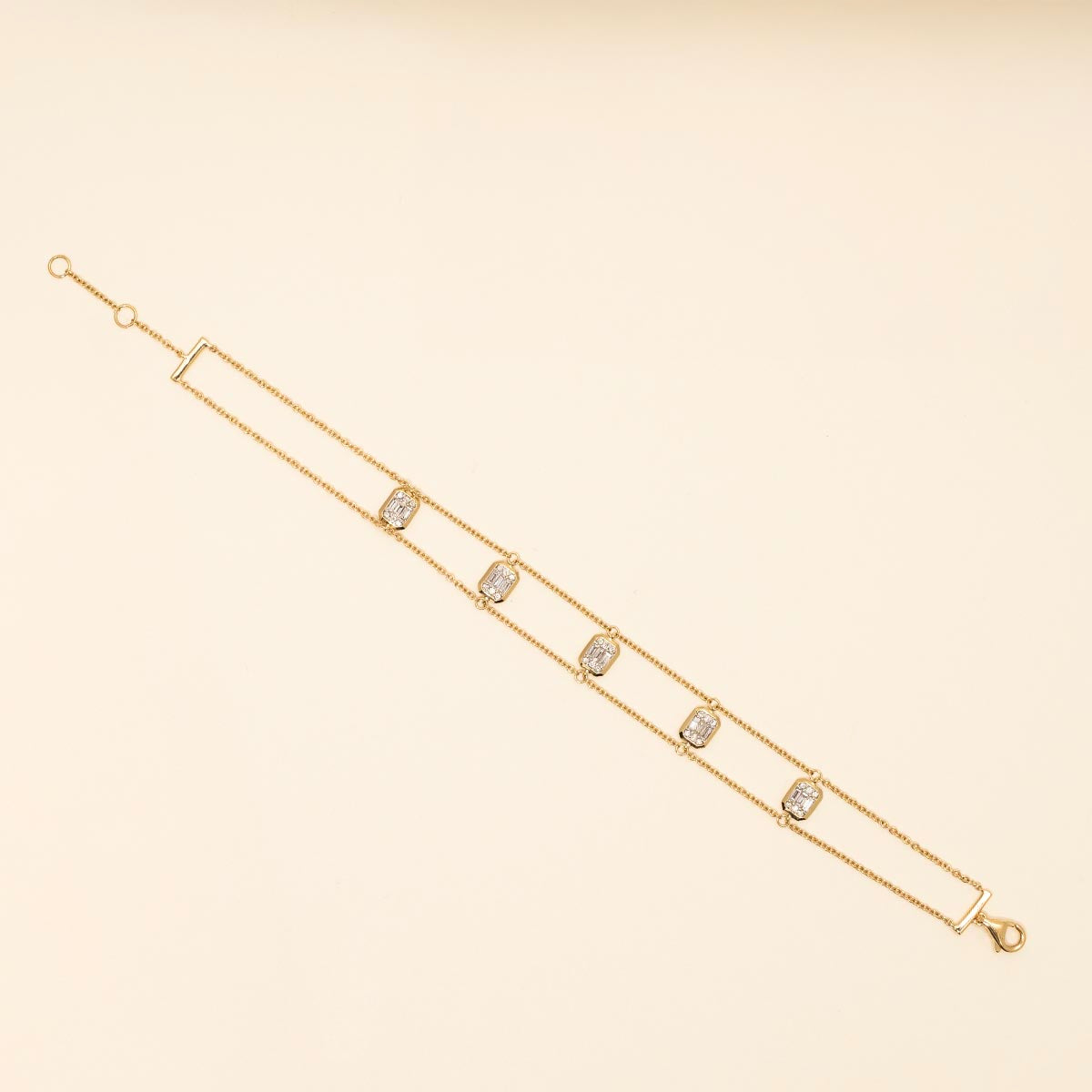 Baguette and Round Diamond Link Bracelet in 14kt Yellow Gold (1/3ct tw)