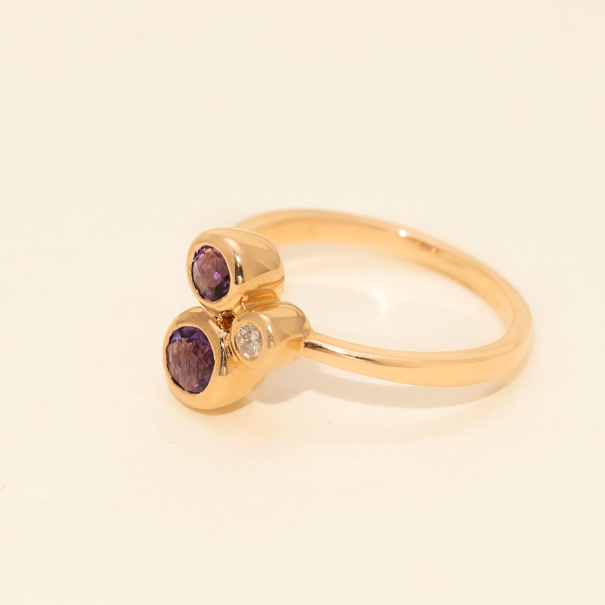 Amethyst Bezel Ring in 14kt Rose Gold with Diamond (1/10ct tw)