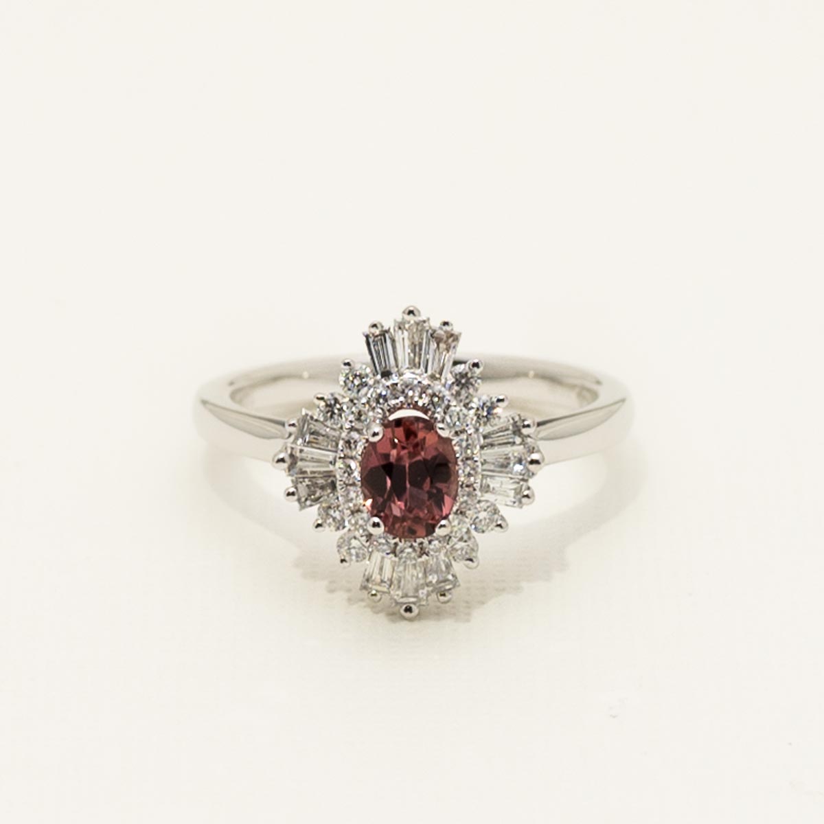 Maine Pink Tourmaline Oval Halo Ring in 14kt White Gold with Diamonds (1/2ct tw)