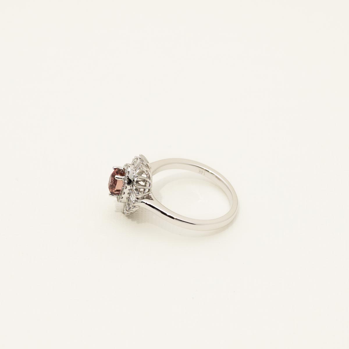 Maine Pink Tourmaline Oval Halo Ring in 14kt White Gold with Diamonds (1/2ct tw)