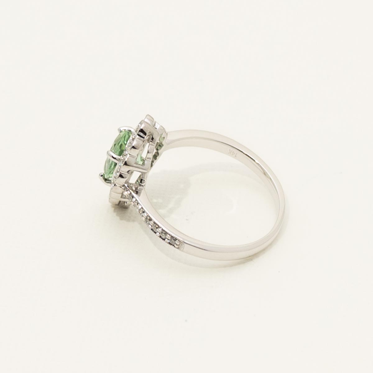 Maine Green Tourmaline Pear Halo Ring in 14kt White Gold with Diamonds (3/8ct tw)